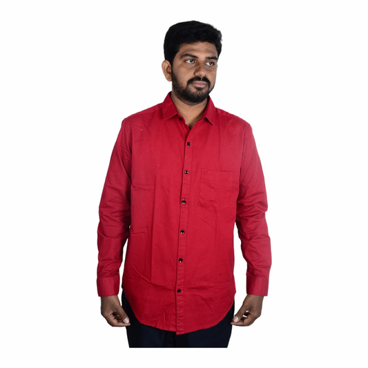 Cotton Regular Full Shirt maroon