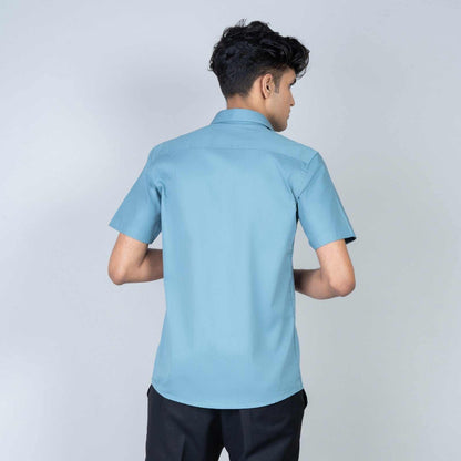 Cotton Slim Fit Half Shirt - grey