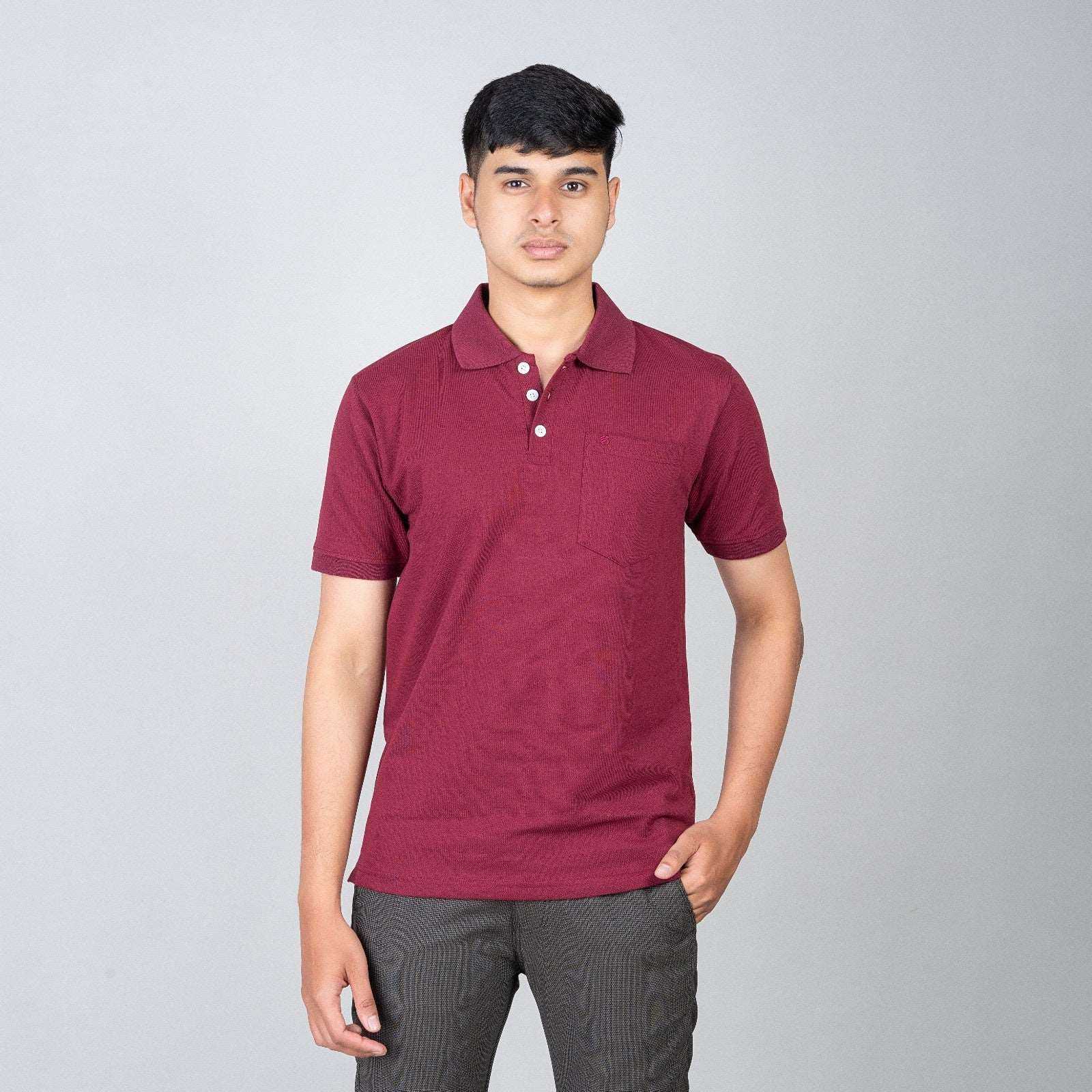 Polo T-shirt with Pocket - Maroon