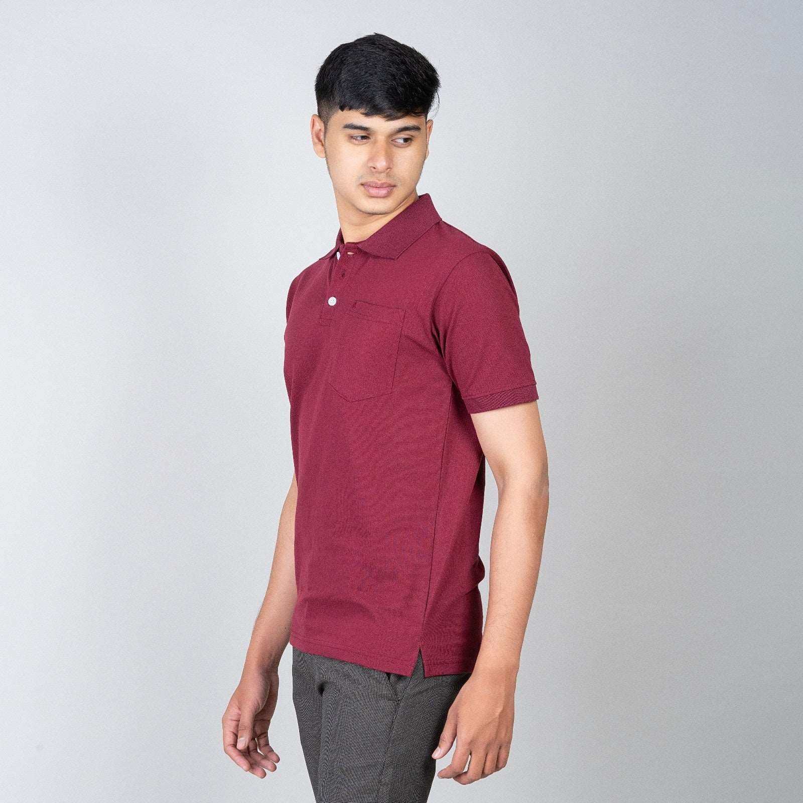 Polo T-shirt with Pocket - Maroon