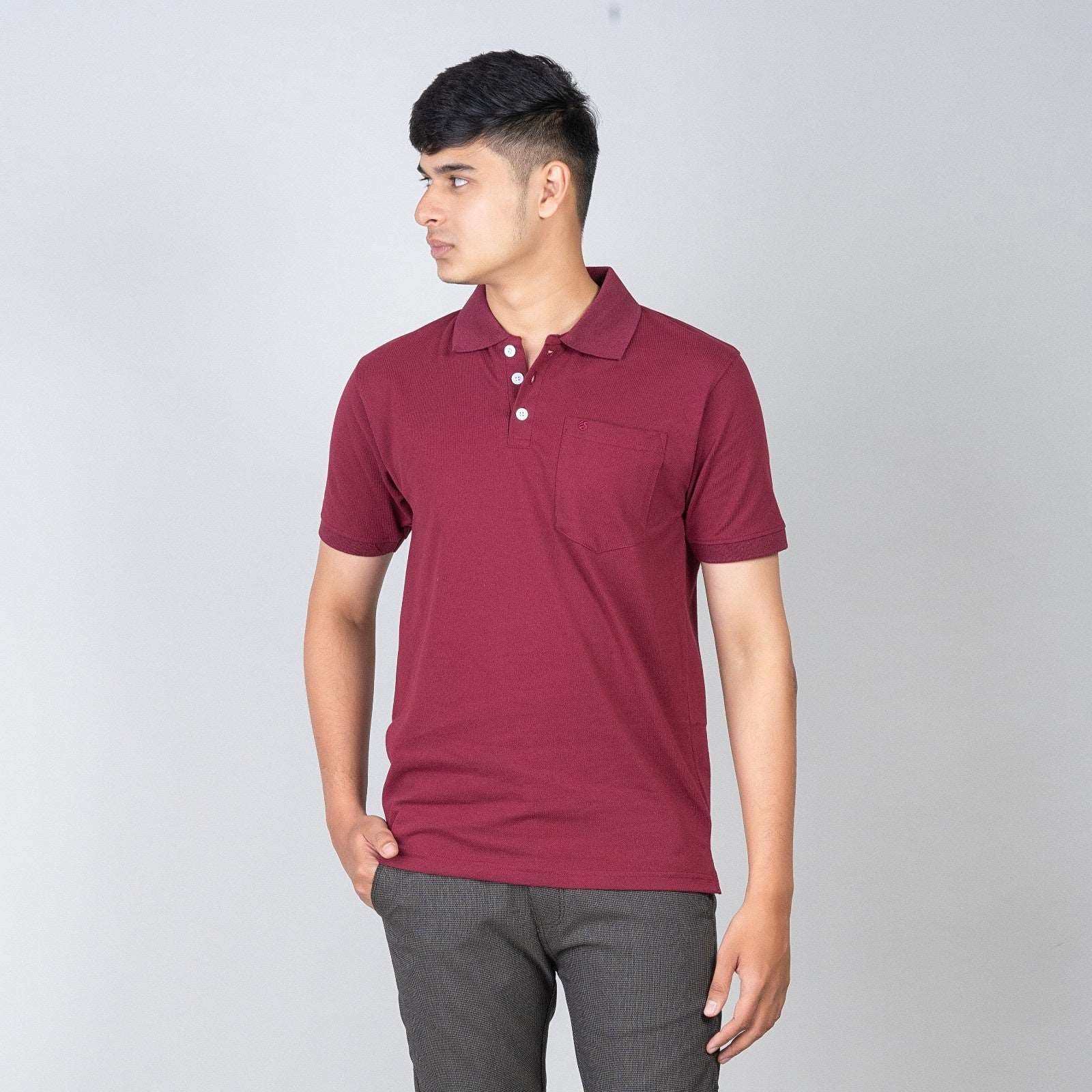 Polo T-shirt with Pocket - Maroon