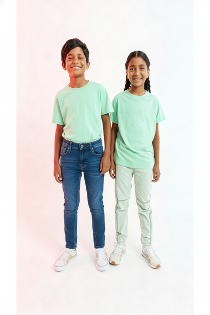 Kids' Unisex Plain Mint T-Shirt