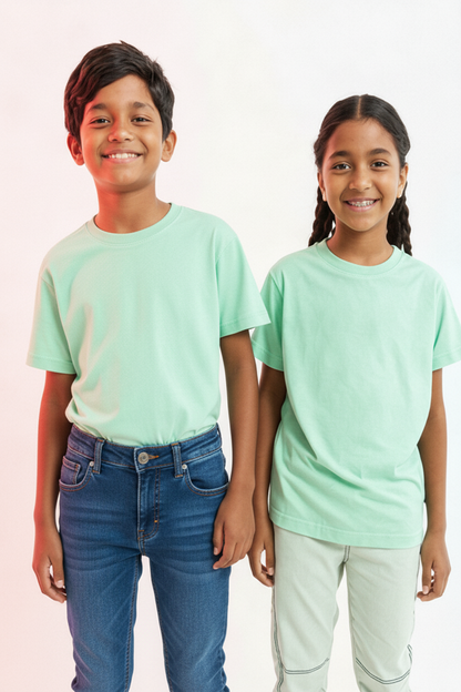Kids' Unisex Plain Mint T-Shirt
