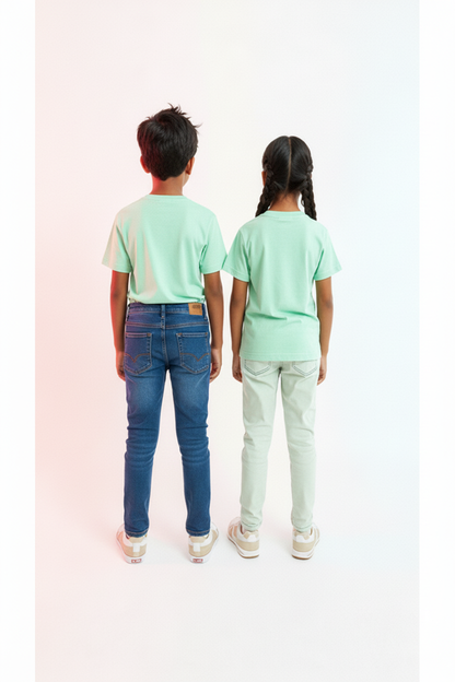 Kids' Unisex Plain Mint T-Shirt