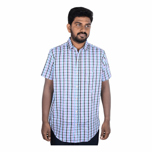 Cotton Slim Fit Half Shirt - Multicolor -Half