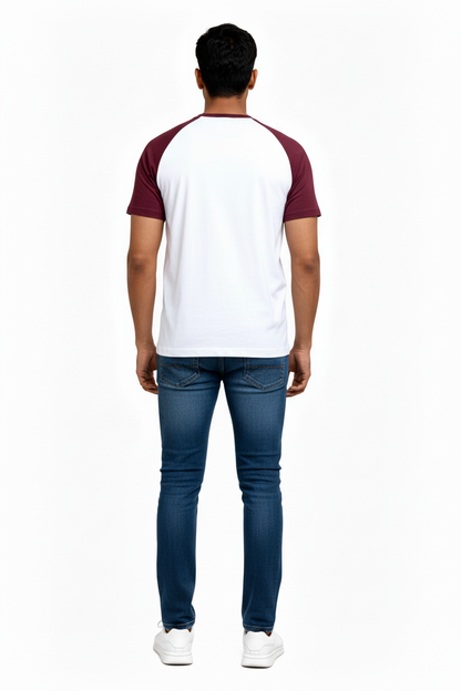 Classic Raglan Half-Sleeve T-Shirt (White/Cardinal Heather)