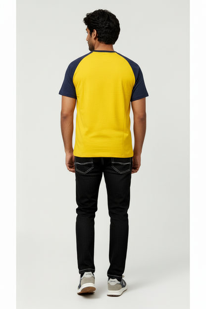 Classic Raglan Half-Sleeve T-Shirt (Yellow/Navy Heather)