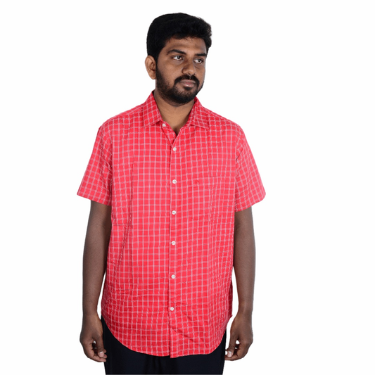 Cotton Slim Fit Half Shirt red half