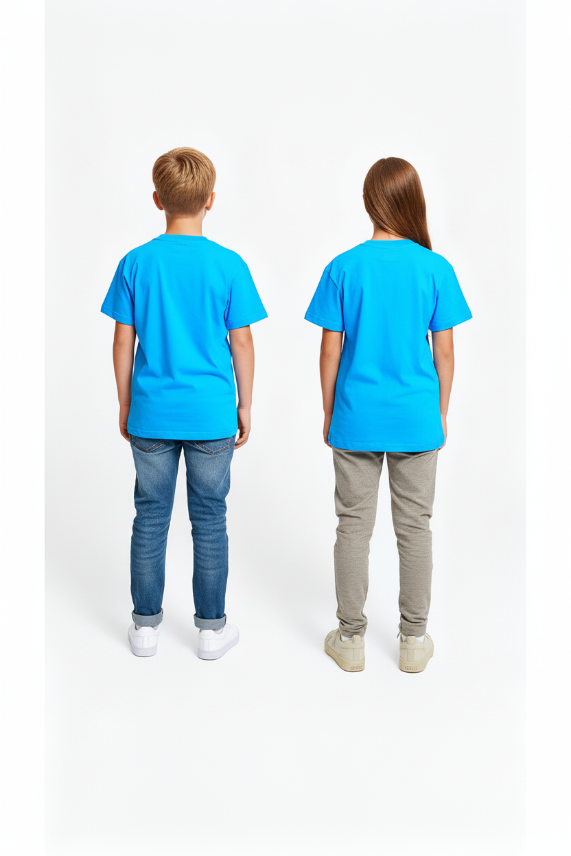 Kids' Unisex Plain Sky Blue T-Shirt