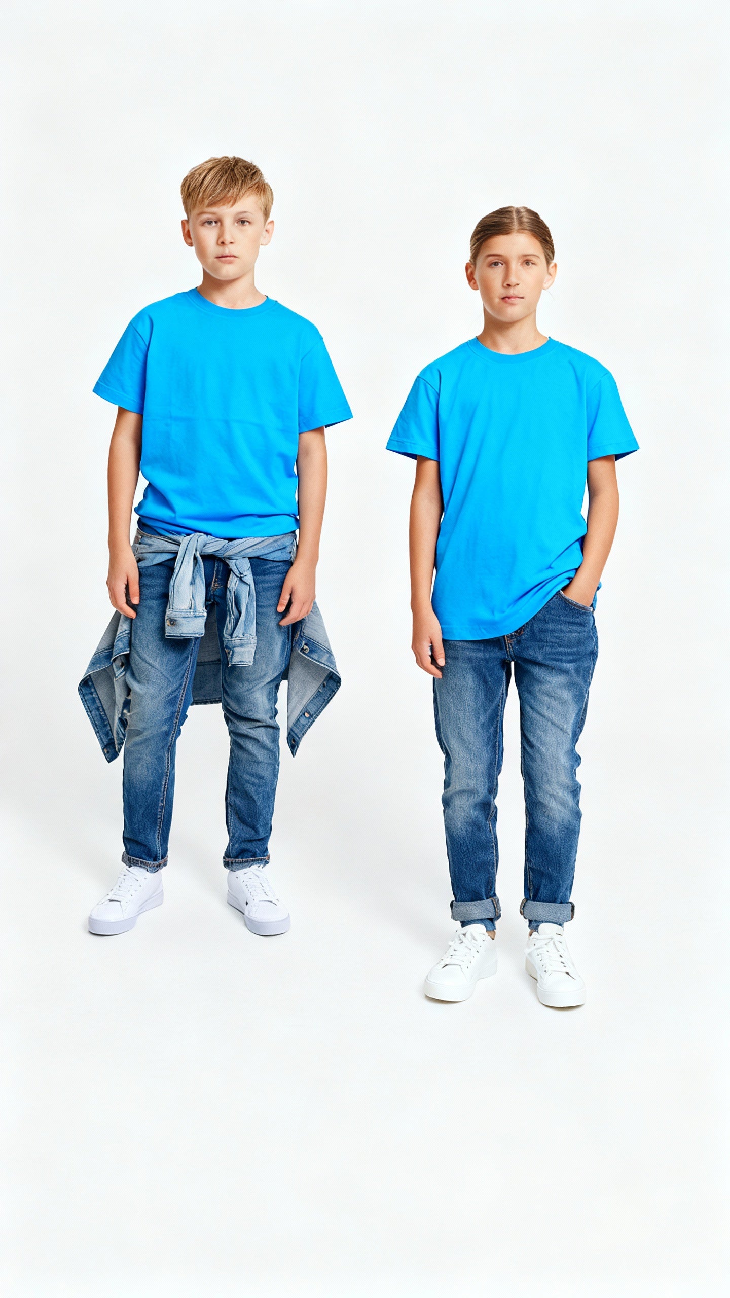 Kids' Unisex Plain Sky Blue T-Shirt