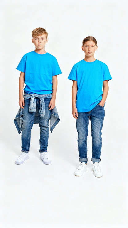Kids' Unisex Plain Sky Blue T-Shirt
