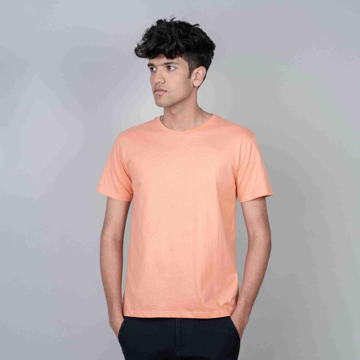 Cotton Slim Round Neck T-Shirt - Sunset
