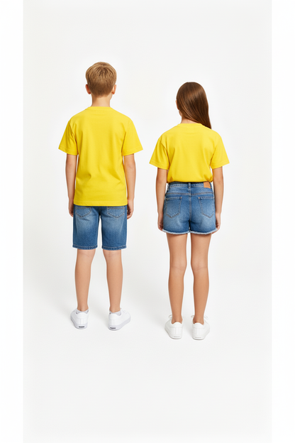 Kids' Unisex Plain Yellow T-Shirt