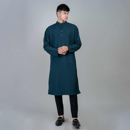 Casual Long Kurta for men -Green