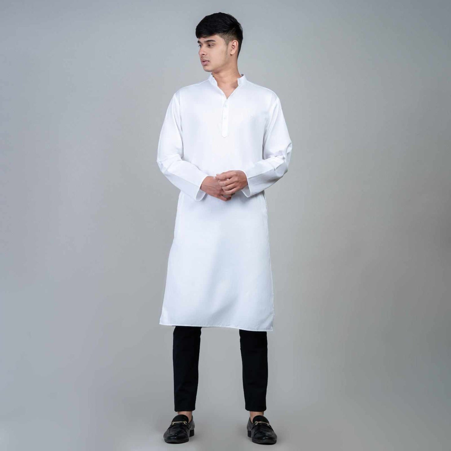 Casual long kurta for men -White