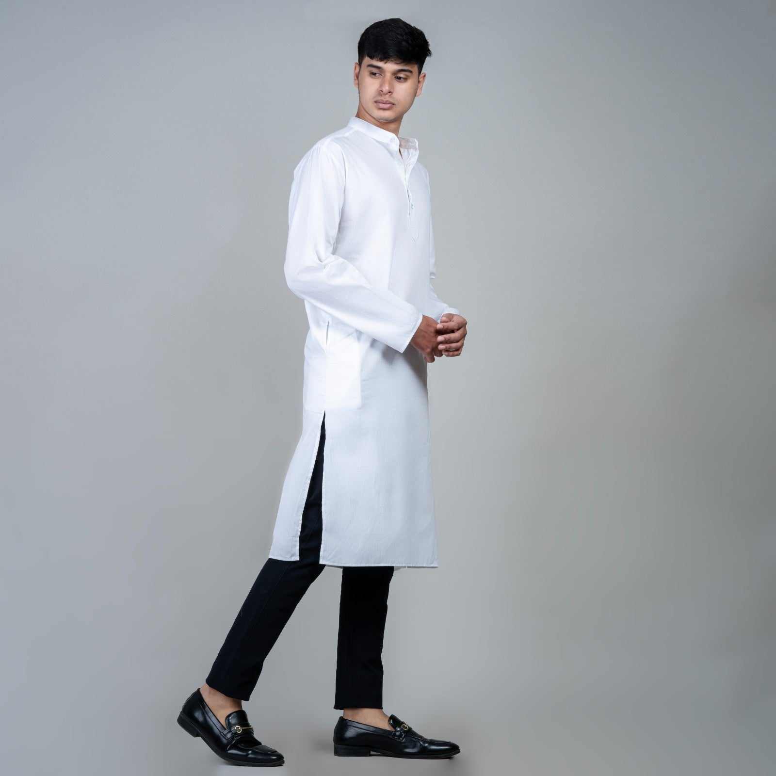 Casual long kurta for men -White
