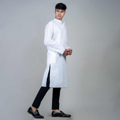 Casual long kurta for men -White