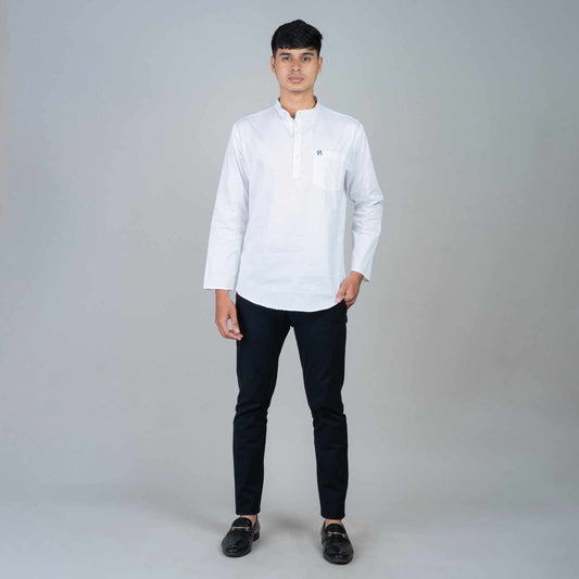 Casual Short Kurta for men - White