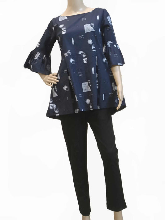 Blue cotton Tunic (Geometric design) eSiddhi