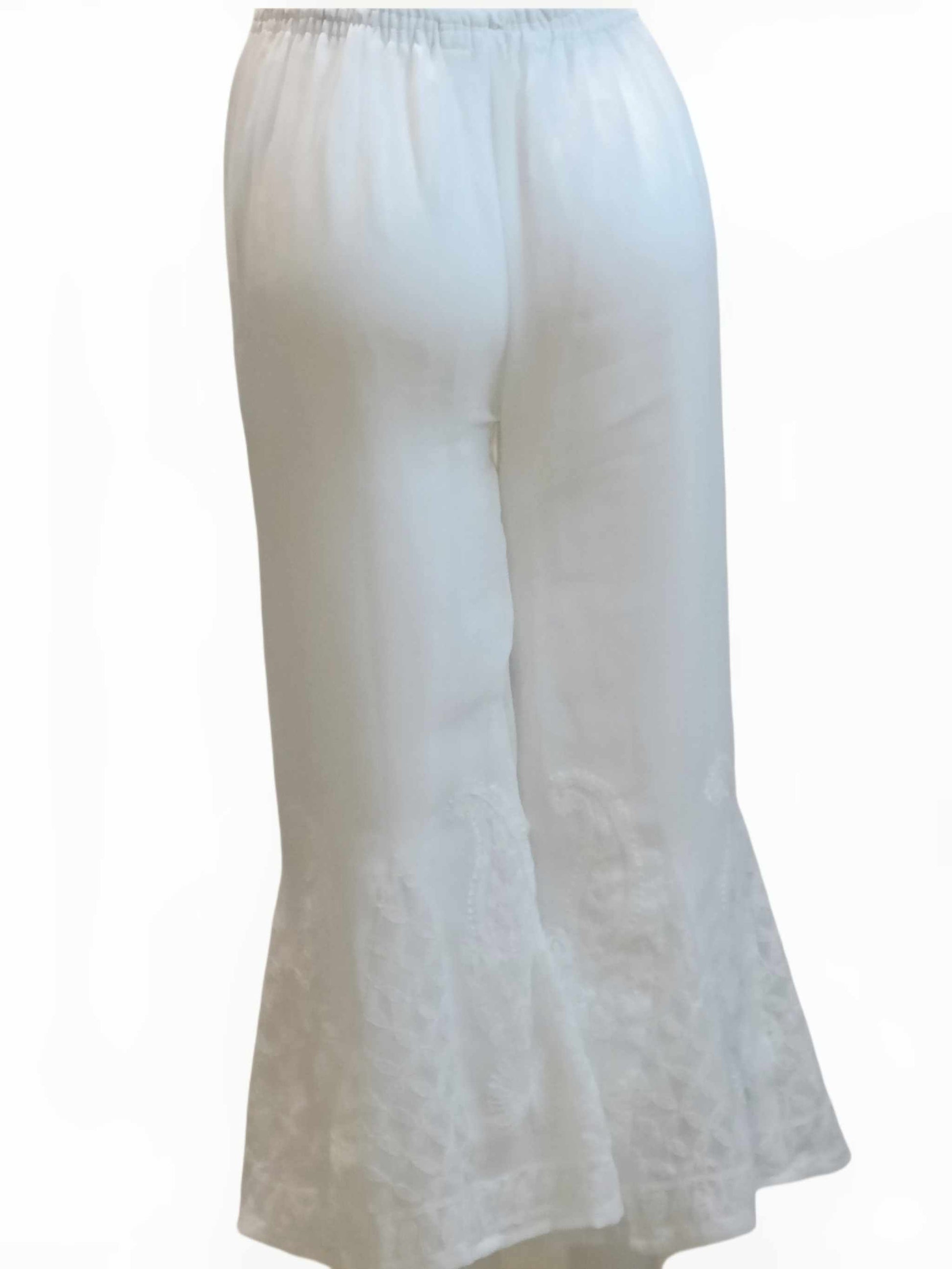 Hand Embroidered Chikan White Chiffon Sharara eSiddhi