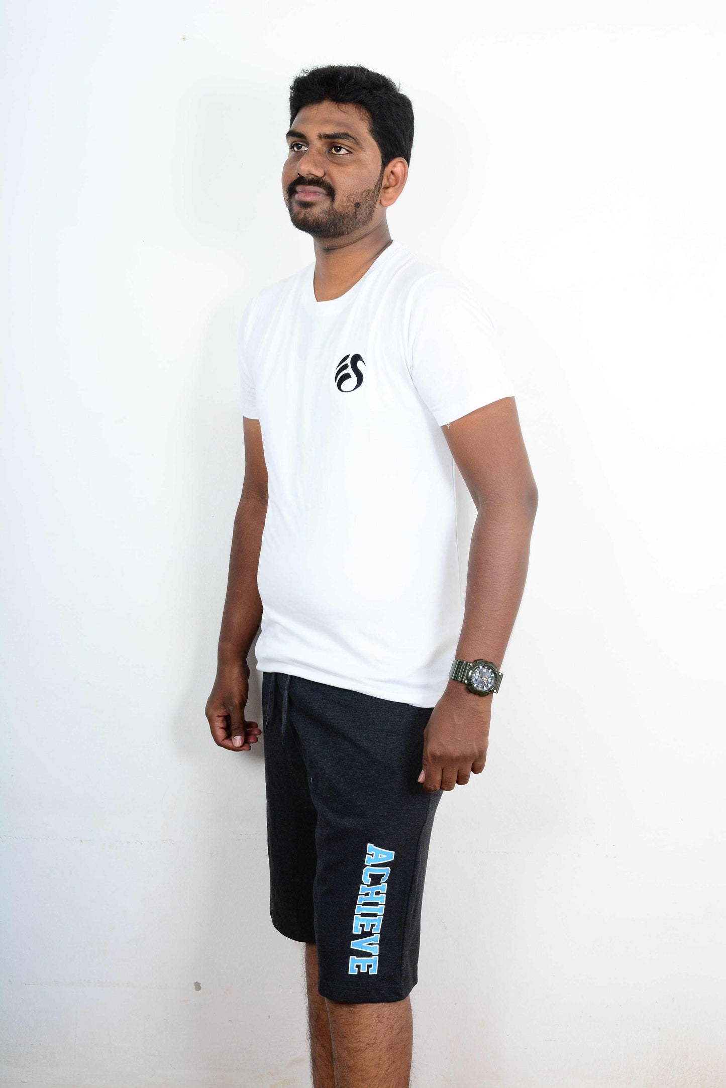 Men cotton shorts - Black -Grey