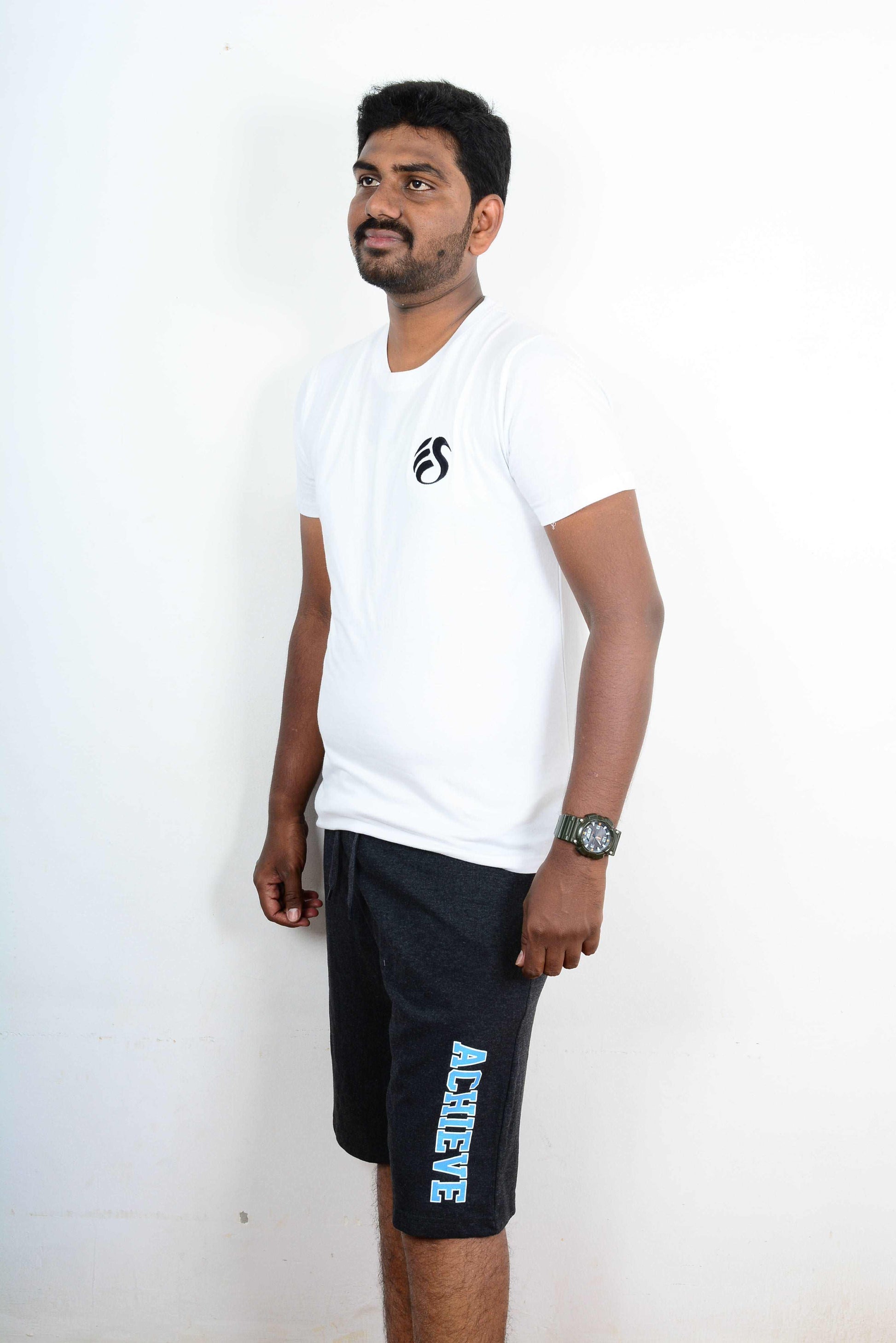 Men cotton shorts - Black -Grey