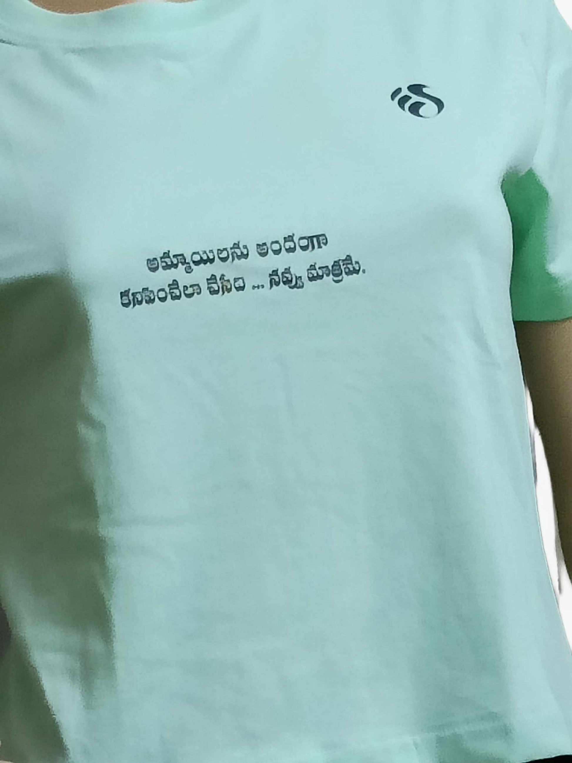 Telugu Message' Printed Crop  Top - Mint